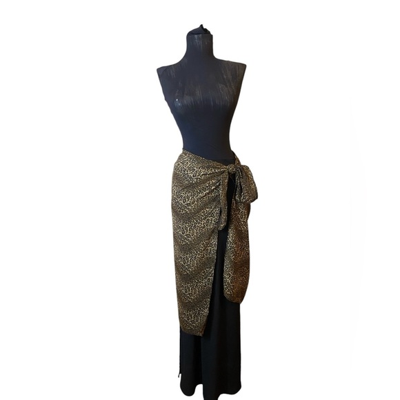 Multicolored Animal Print Maxi Wrap Skirt with Tie Front - Picture 6 of 8